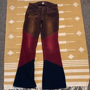 Marc Vachon Three Color Corduroy Bell Bottoms 70s Roller Skating Pants